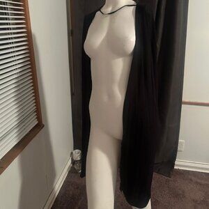 Ava & Viv Black Lace back panel open front sleeveless kimono, size 1X